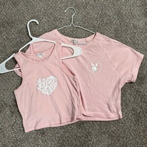 2 Playboy Pink Crop Tops